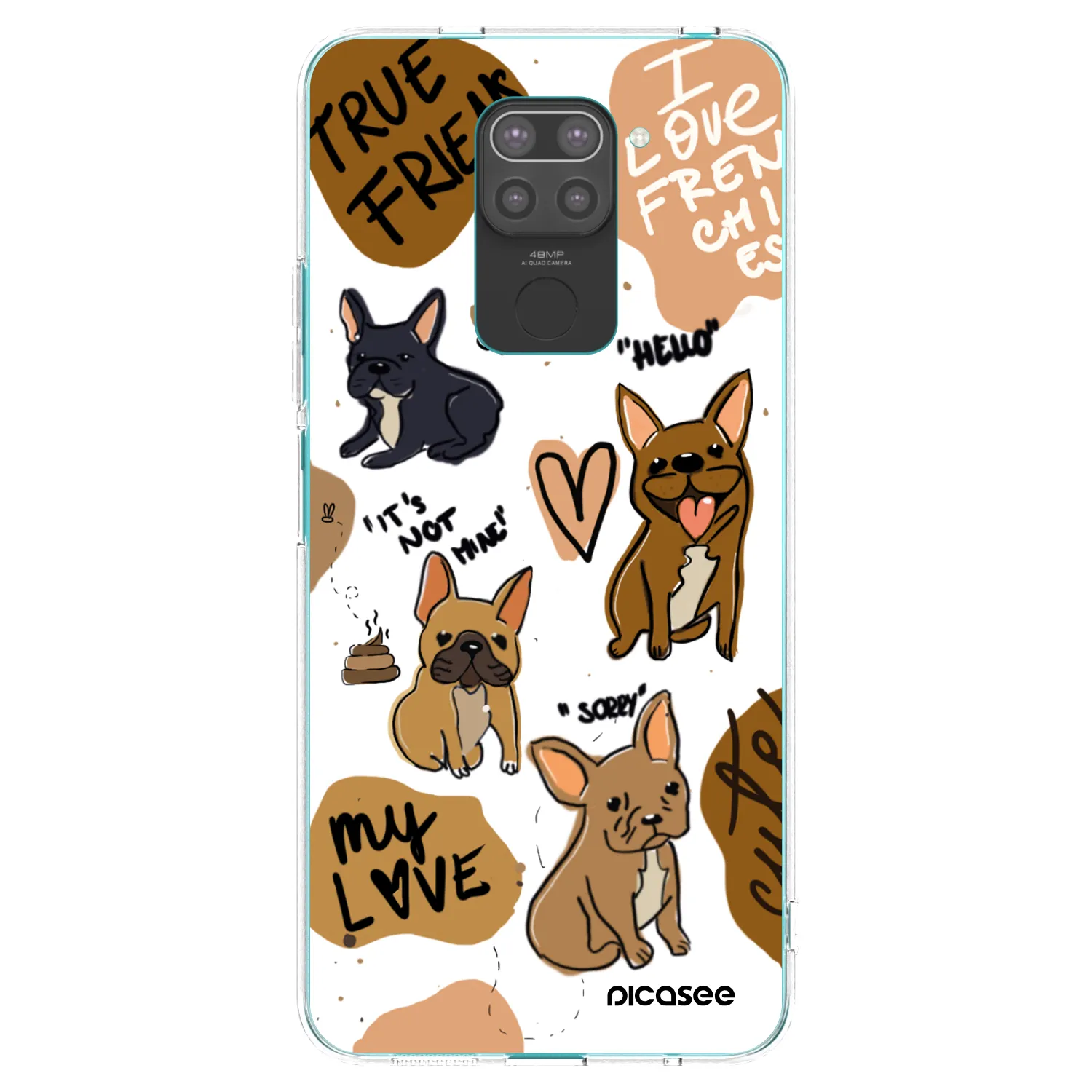 Picasee silikonowe czarne etui na Xiaomi Redmi Note 9 - Frenchies