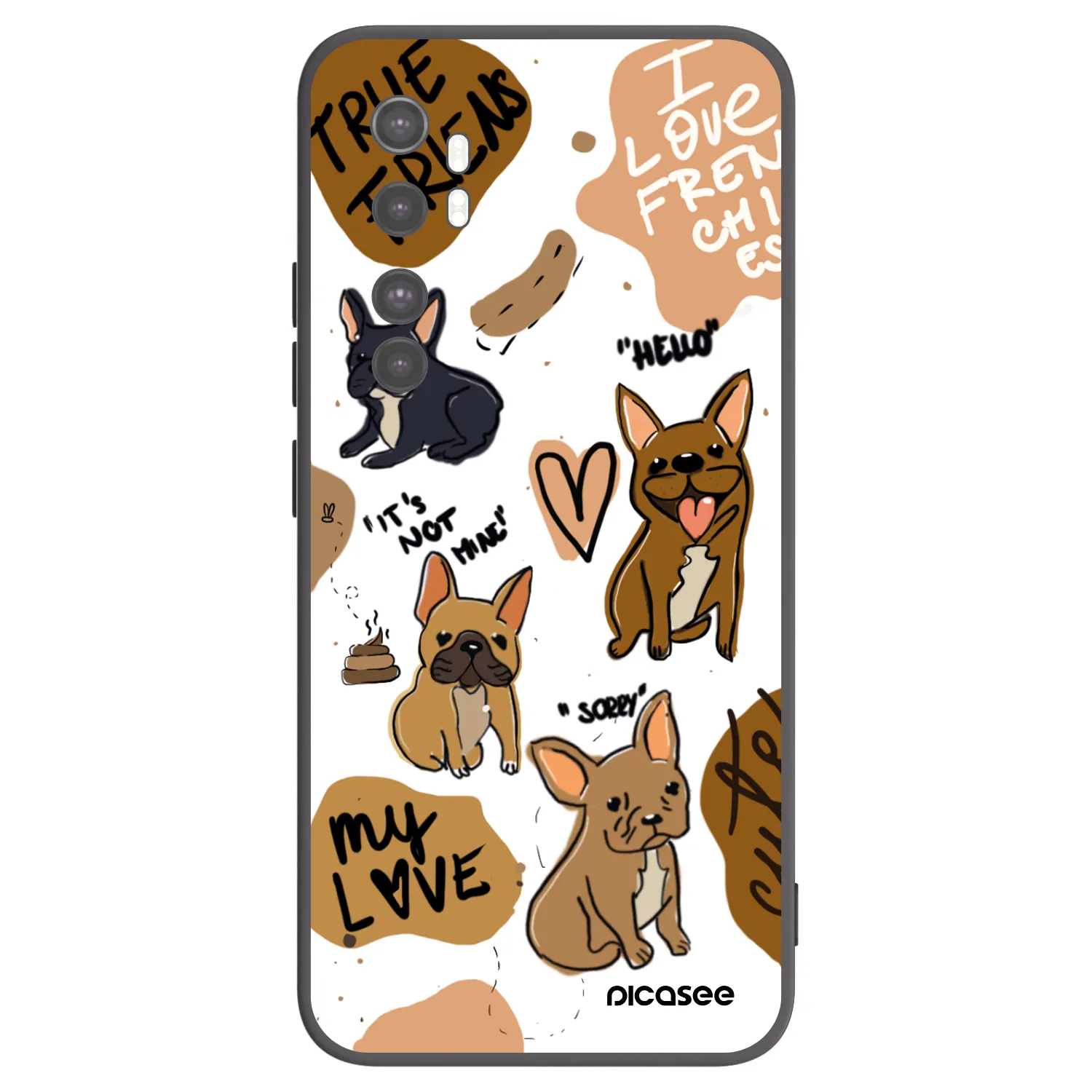 Picasee silikonowe czarne etui na Xiaomi Mi Note 10 Lite - Frenchies