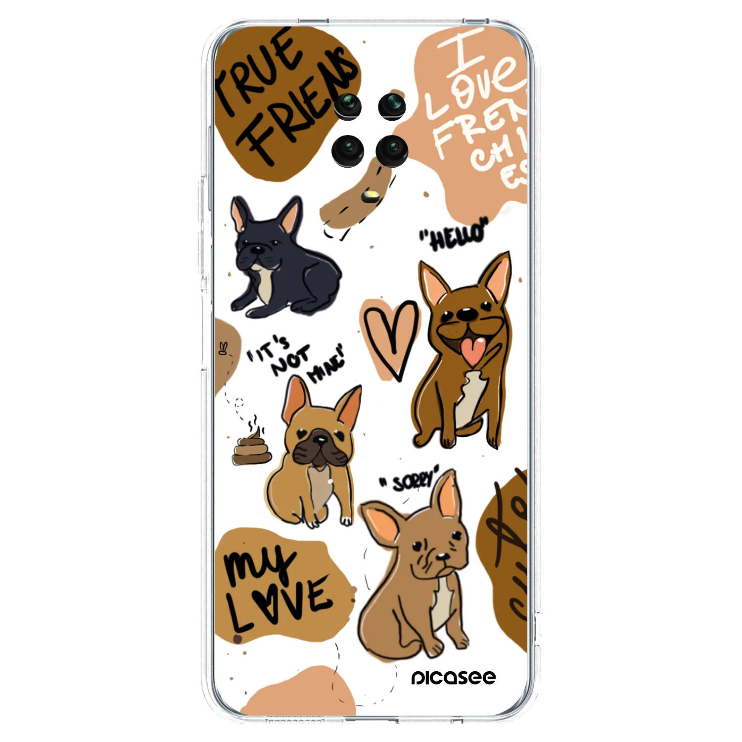 Picasee silikonowe przeźroczyste etui na Xiaomi Redmi Note 9S - Frenchies