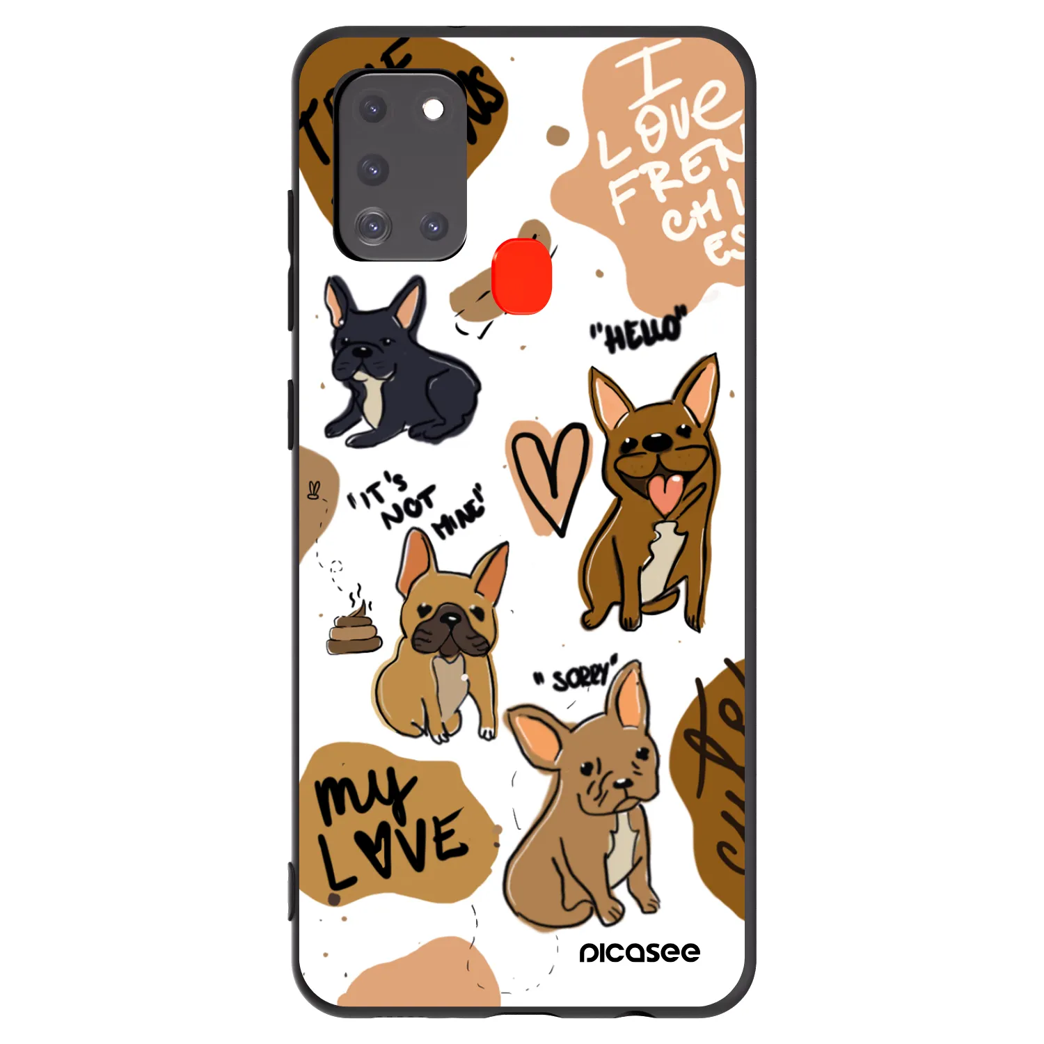 Picasee silikonowe czarne etui na Samsung Galaxy A21s - Frenchies