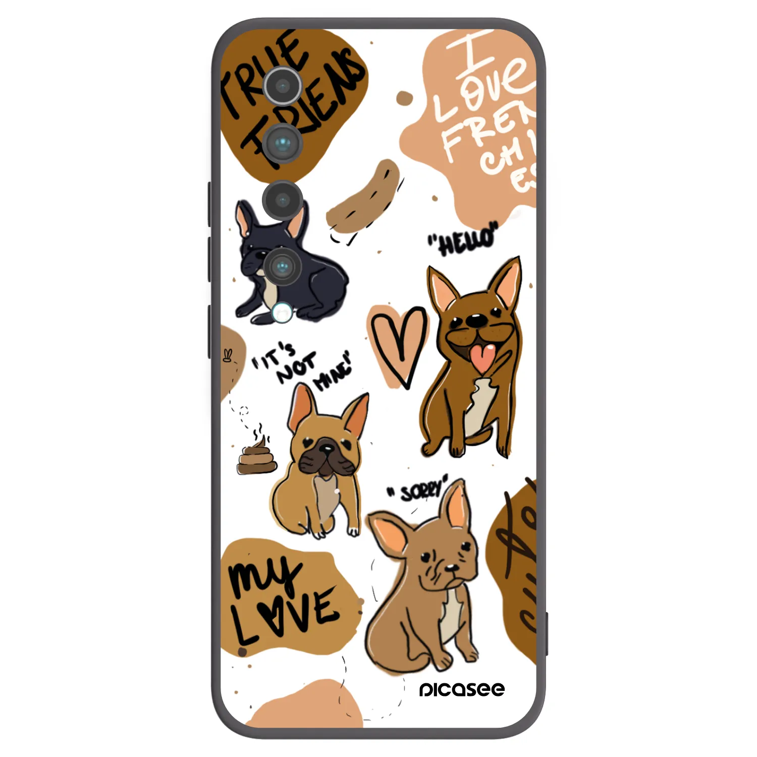Picasee silikonowe czarne etui na Xiaomi Mi 10 - Frenchies