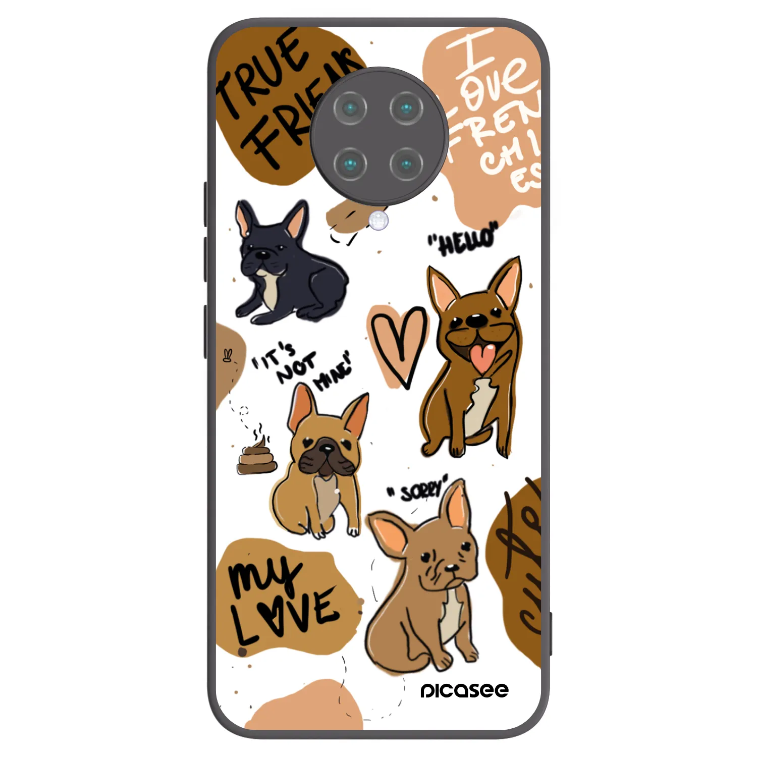 Picasee silikonowe czarne etui na Xiaomi Poco F2 Pro - Frenchies
