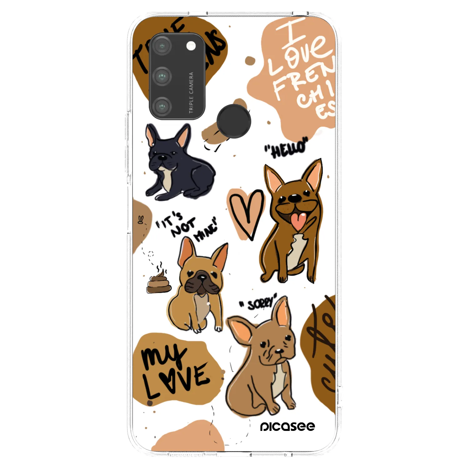 Picasee silikonowe przeźroczyste etui na Honor 9A - Frenchies