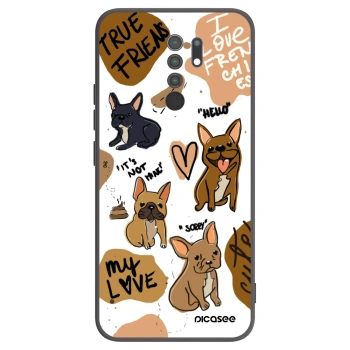 Picasee silikonowe czarne etui na Xiaomi Redmi 9 - Frenchies