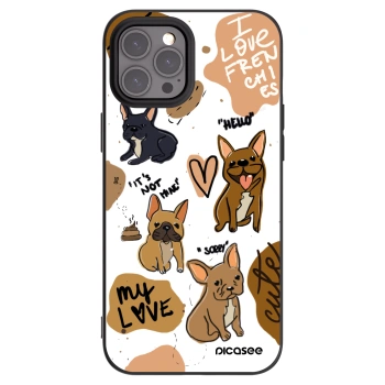 Picasee silikonowe czarne etui na Apple iPhone 12 Pro Max - Frenchies
