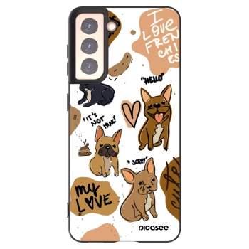 Picasee silikonowe czarne etui na Samsung Galaxy S21 5G G991B - Frenchies