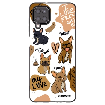 Picasee silikonowe czarne etui na Samsung Galaxy A12 A125F - Frenchies