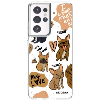 Picasee silikonowe przeźroczyste etui na Samsung Galaxy S21 Ultra 5G G998B - Frenchies