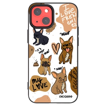 Picasee silikonowe czarne etui na Apple iPhone 13 mini - Frenchies