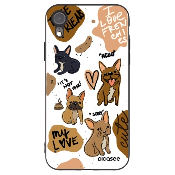 Picasee silikonowe czarne etui na Apple iPhone XR - Frenchies