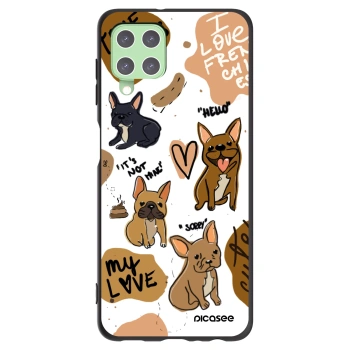 Picasee silikonowe czarne etui na Samsung Galaxy A22 A225F 4G - Frenchies