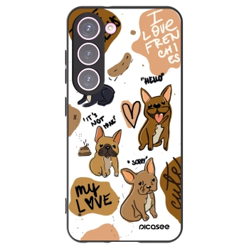Picasee silikonowe czarne etui na Samsung Galaxy S23 5G - Frenchies