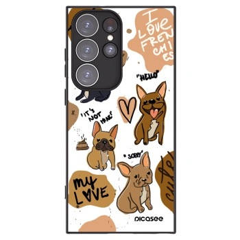 Picasee silikonowe czarne etui na Samsung Galaxy S23 Ultra 5G - Frenchies
