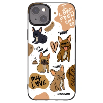 Picasee silikonowe czarne etui na Apple iPhone 15 Plus - Frenchies
