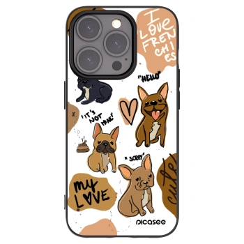Picasee silikonowe czarne etui na Apple iPhone 15 Pro - Frenchies