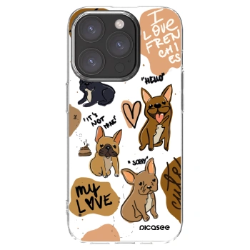 Picasee silikonowe przeźroczyste etui na Apple iPhone 15 Pro - Frenchies