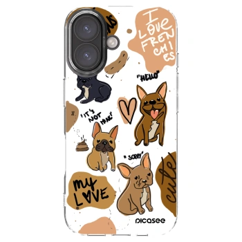 Picasee silikonowe przeźroczyste etui na Apple iPhone 16 - Frenchies