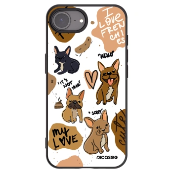 Picasee silikonowe czarne etui na Apple iPhone 16e - Frenchies