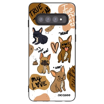 Picasee silikonowe czarne etui na Samsung Galaxy S10 G973 - Frenchies