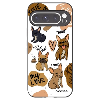 Picasee silikonowe czarne etui na Google Pixel 9 Pro - Frenchies