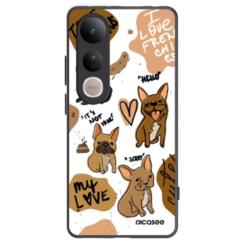 Picasee silikonowe czarne etui na Vivo V50 Lite 5G - Frenchies