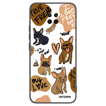 Picasee silikonowe czarne etui na Xiaomi Redmi Note 9 Pro - Frenchies