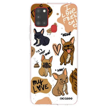 Picasee silikonowe przeźroczyste etui na Samsung Galaxy A21s - Frenchies