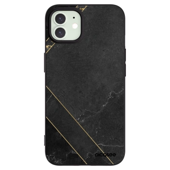 Picasee silikonowe czarne etui na Apple iPhone 12 - Black tile