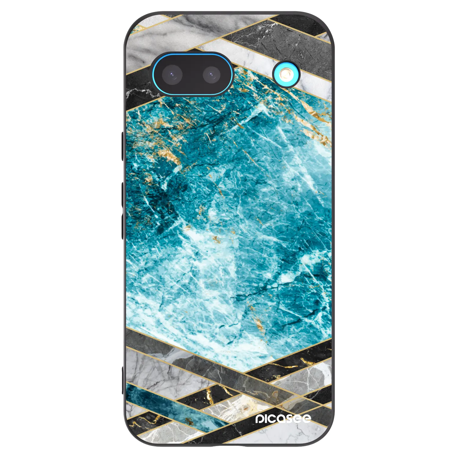 Picasee silikonowe czarne etui na Google Pixel 8a - Blue geometry