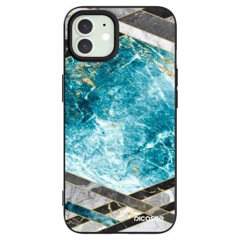 Picasee silikonowe czarne etui na Apple iPhone 12 - Blue geometry