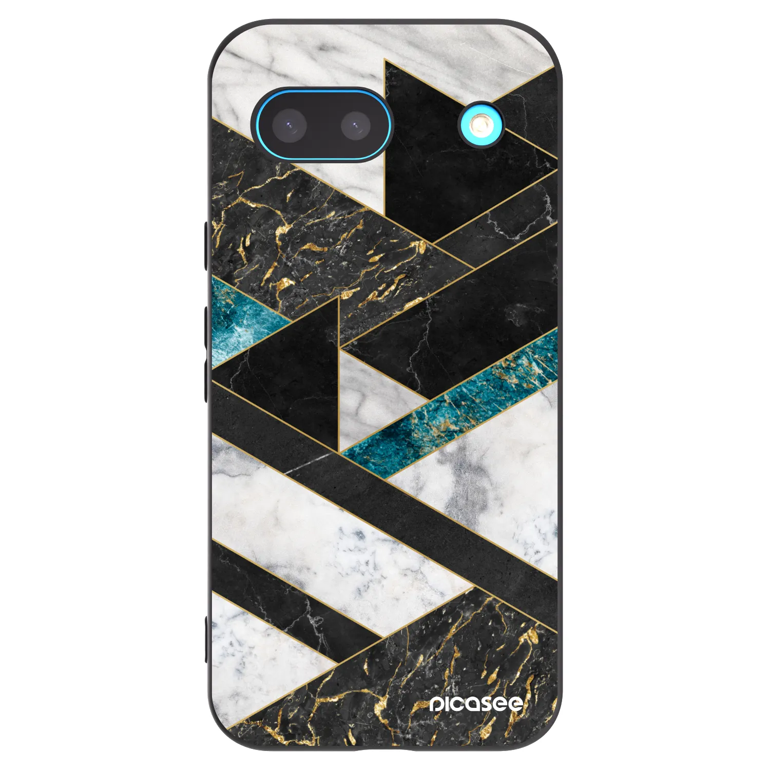 Picasee silikonowe czarne etui na Google Pixel 8a - Dark geometry