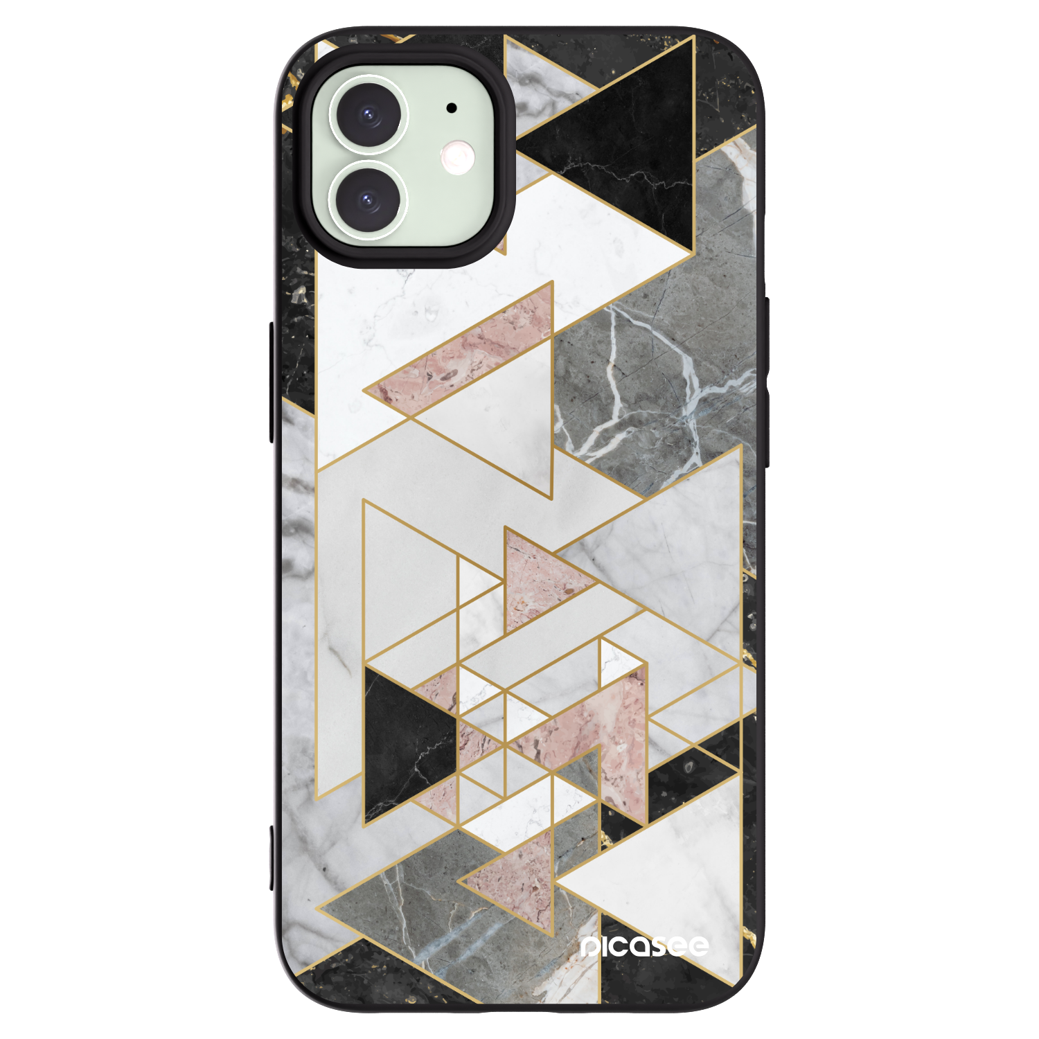 Picasee silikonowe czarne etui na Apple iPhone 12 - Light geometry