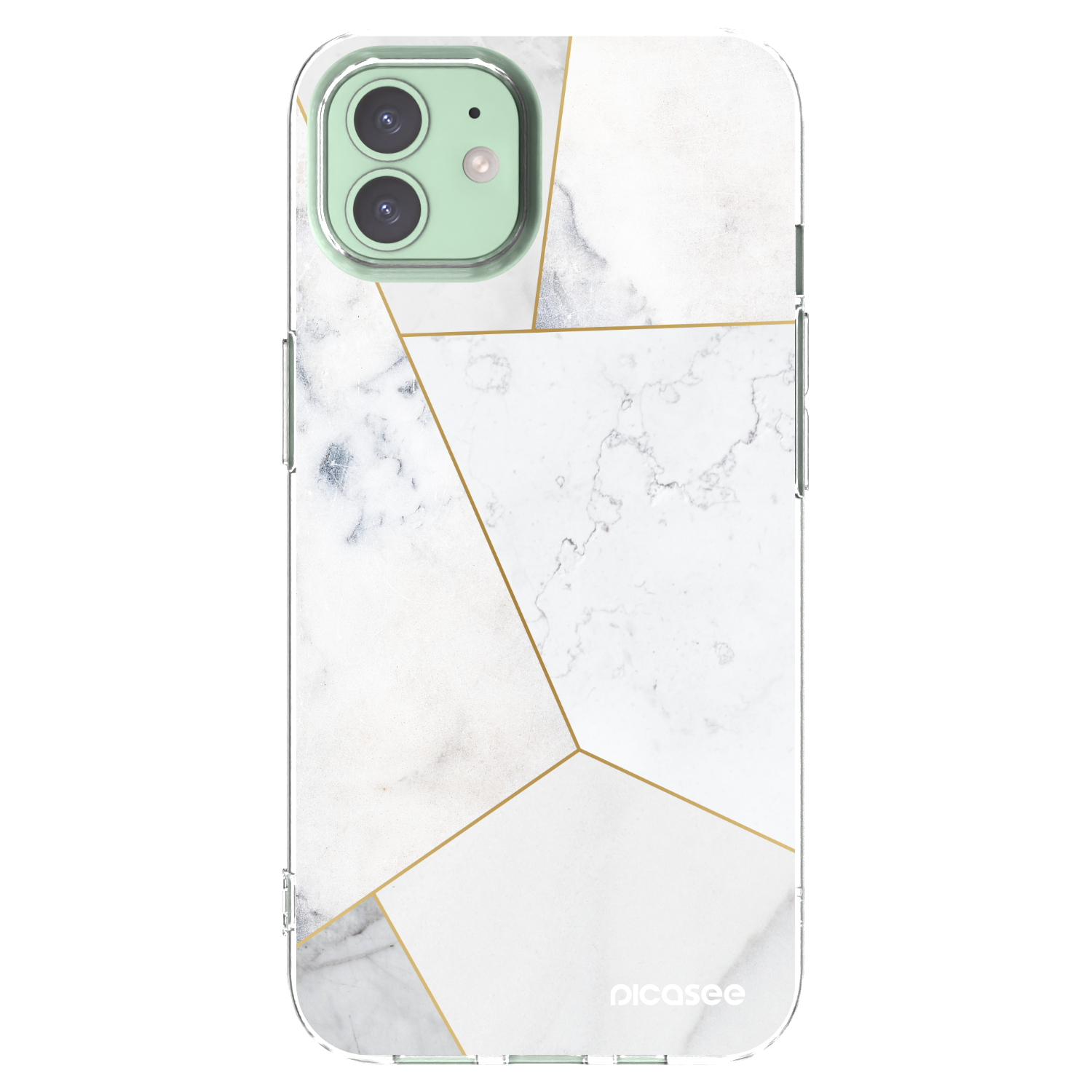 Picasee silikonowe przeźroczyste etui na Apple iPhone 12 - White tile