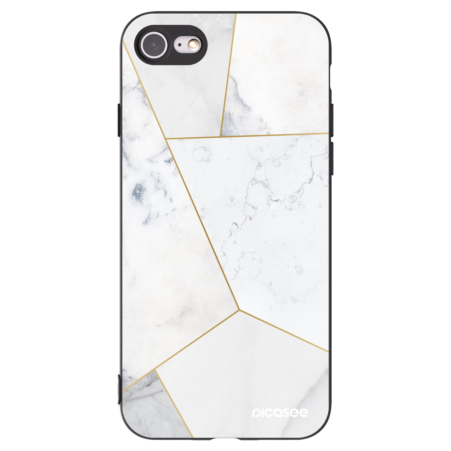 Picasee silikonowe czarne etui na Apple iPhone 8 - White tile