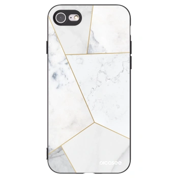 Picasee silikonowe czarne etui na Apple iPhone 8 - White tile