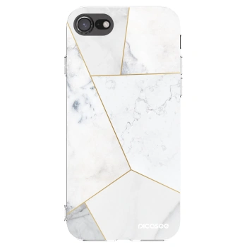 Picasee silikonowe przeźroczyste etui na Apple iPhone 8 - White tile