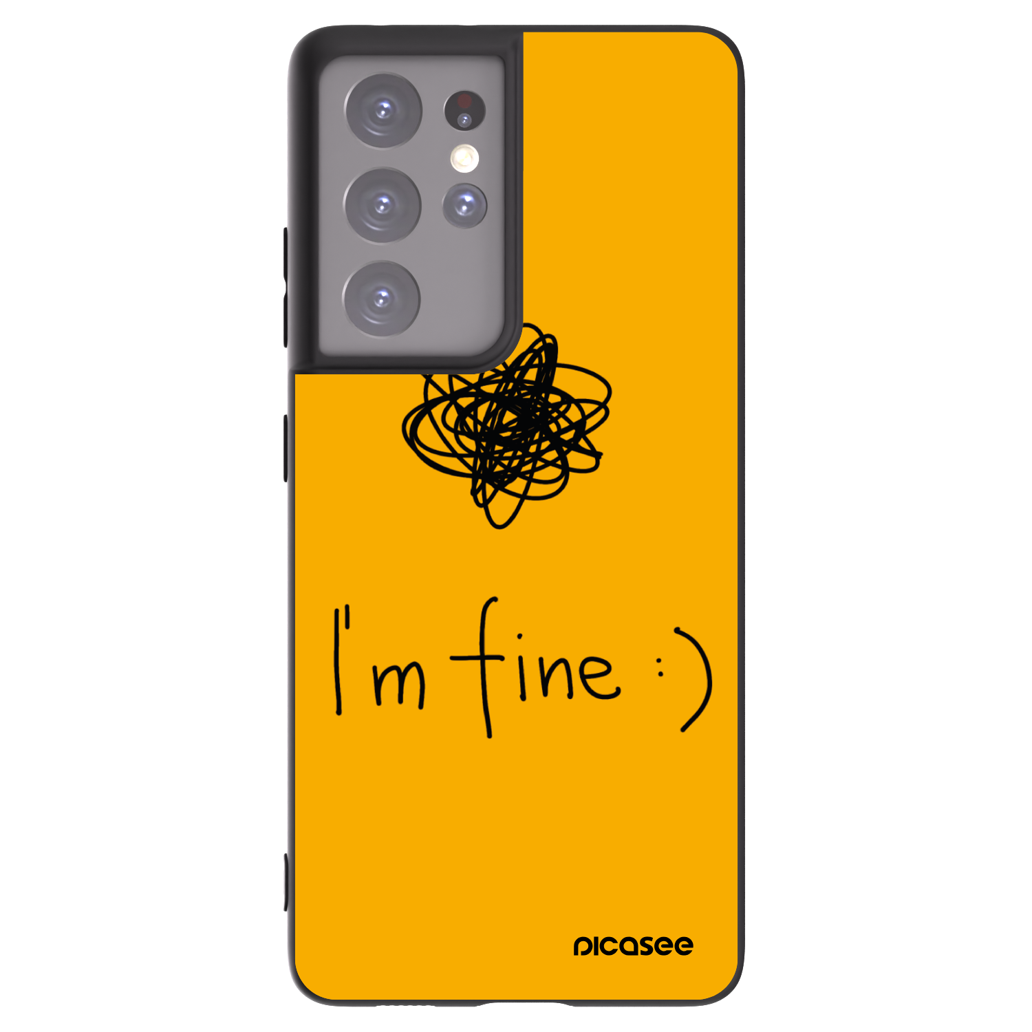 Picasee silikonowe czarne etui na Samsung Galaxy S21 Ultra 5G G998B - I am fine