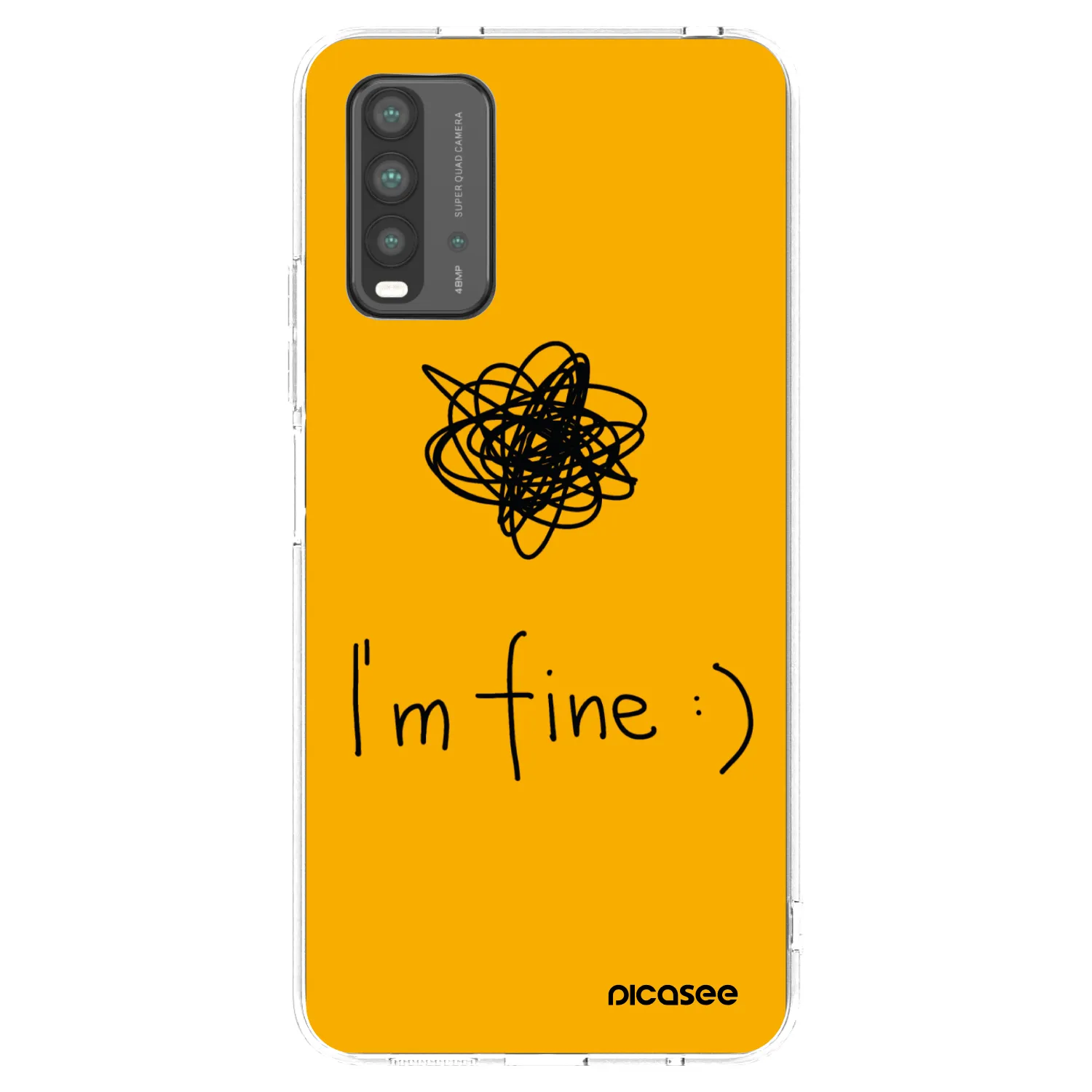 Picasee silikonowe czarne etui na Xiaomi Redmi 9T - I am fine