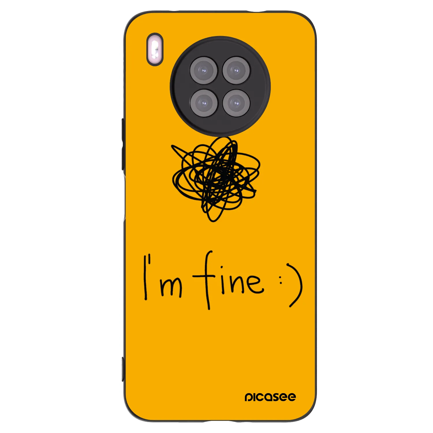 Picasee silikonowe czarne etui na Huawei Nova 8i - I am fine