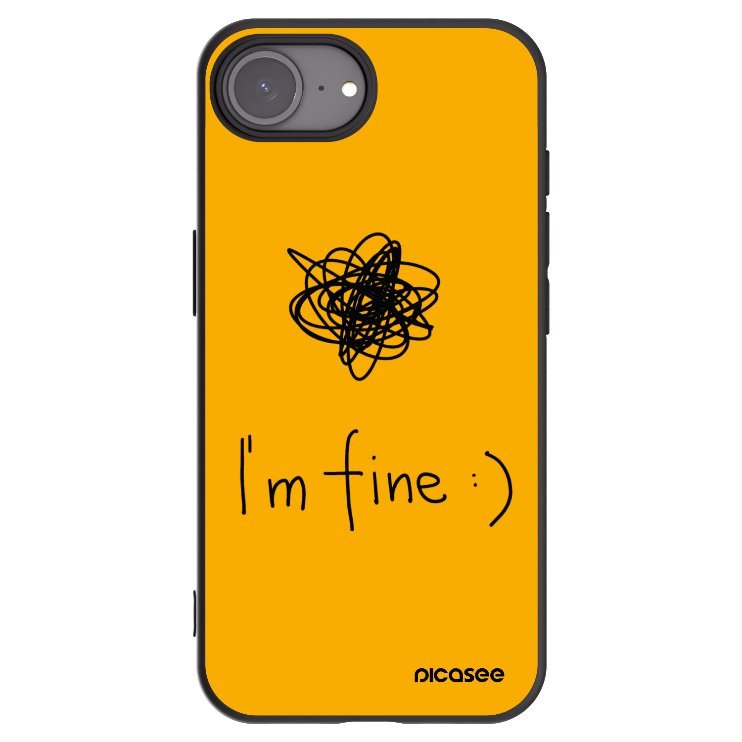 Picasee silikonowe czarne etui na Apple iPhone 16e - I am fine