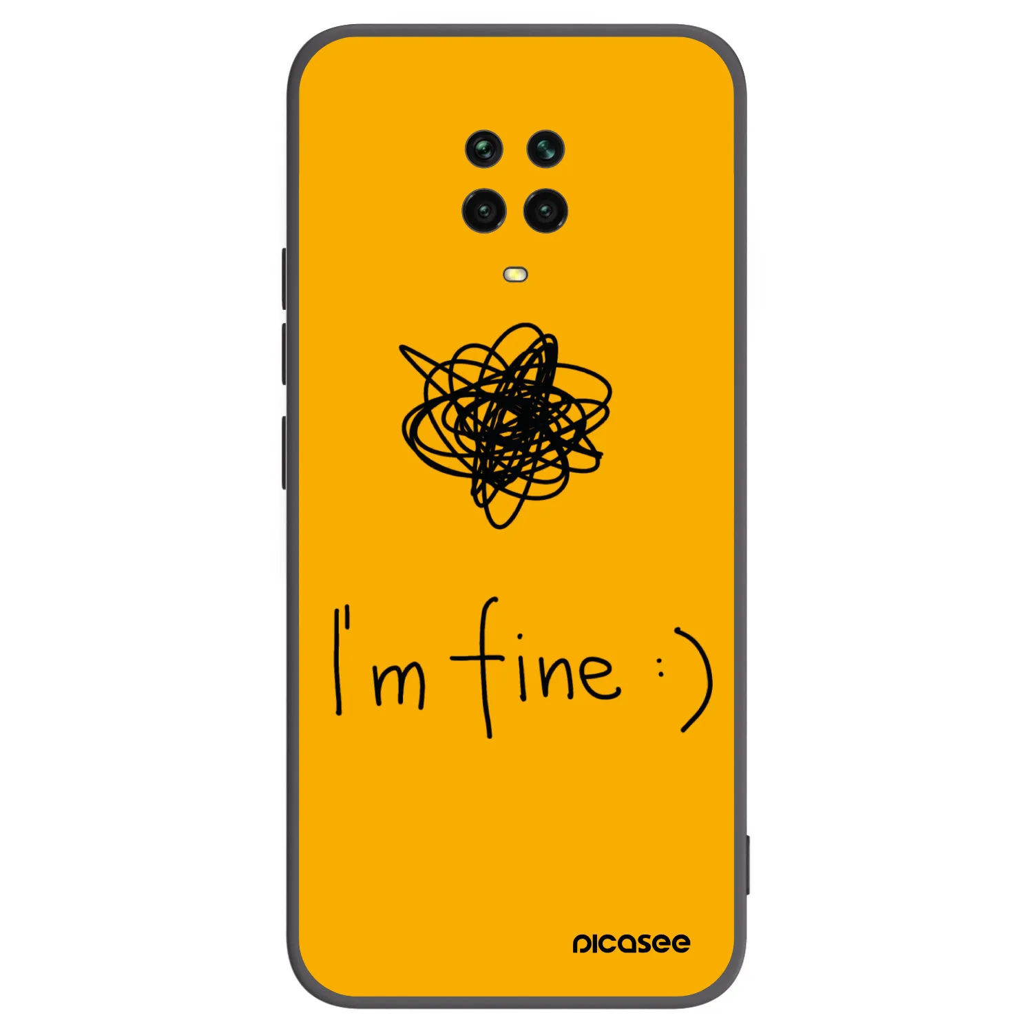 Picasee silikonowe czarne etui na Xiaomi Redmi Note 9S - I am fine