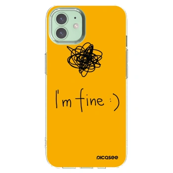 Picasee silikonowe przeźroczyste etui na Apple iPhone 12 - I am fine