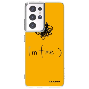 Picasee silikonowe przeźroczyste etui na Samsung Galaxy S21 Ultra 5G G998B - I am fine