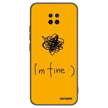 Picasee silikonowe czarne etui na Xiaomi Redmi Note 9S - I am fine