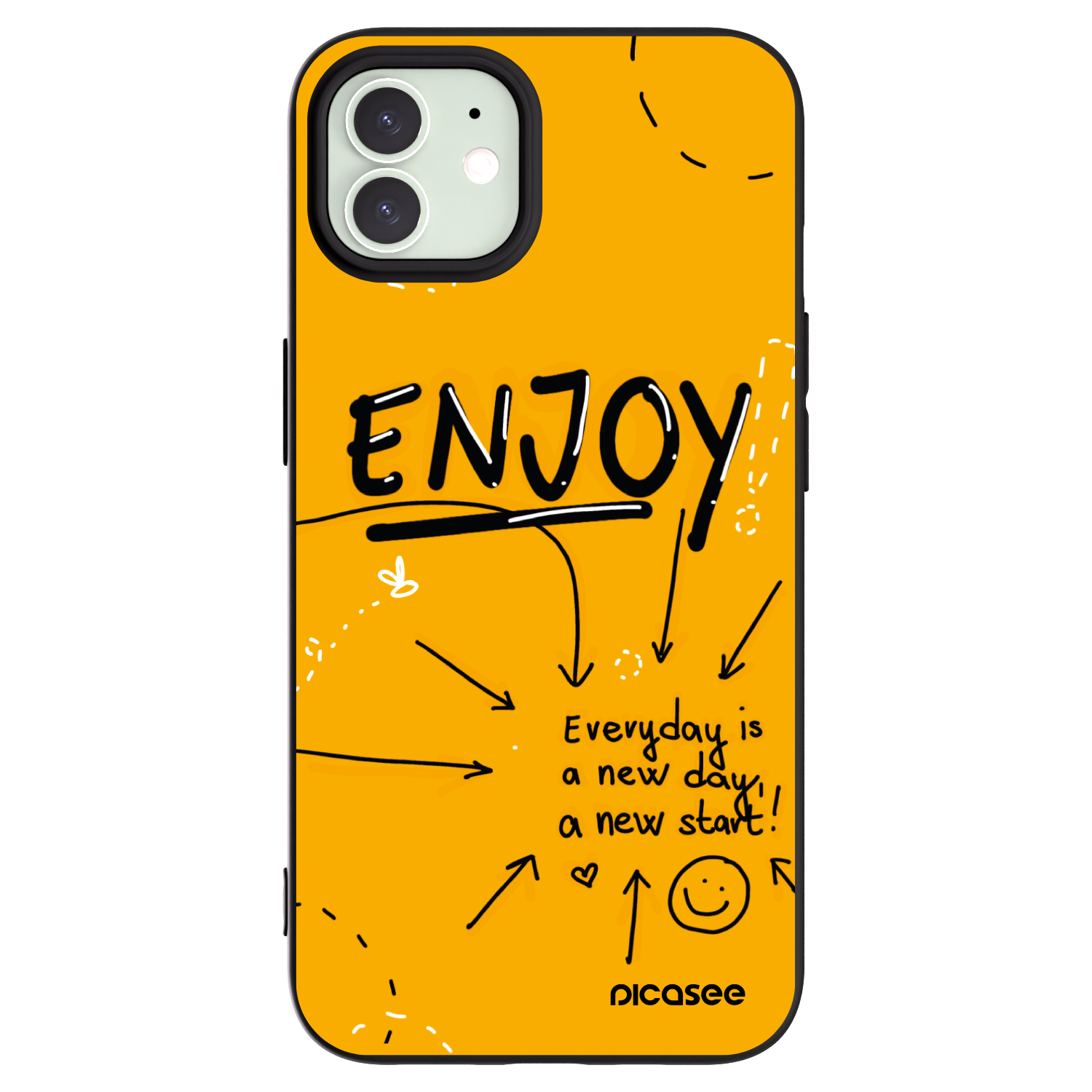 Picasee silikonowe czarne etui na Apple iPhone 12 - Enjoy