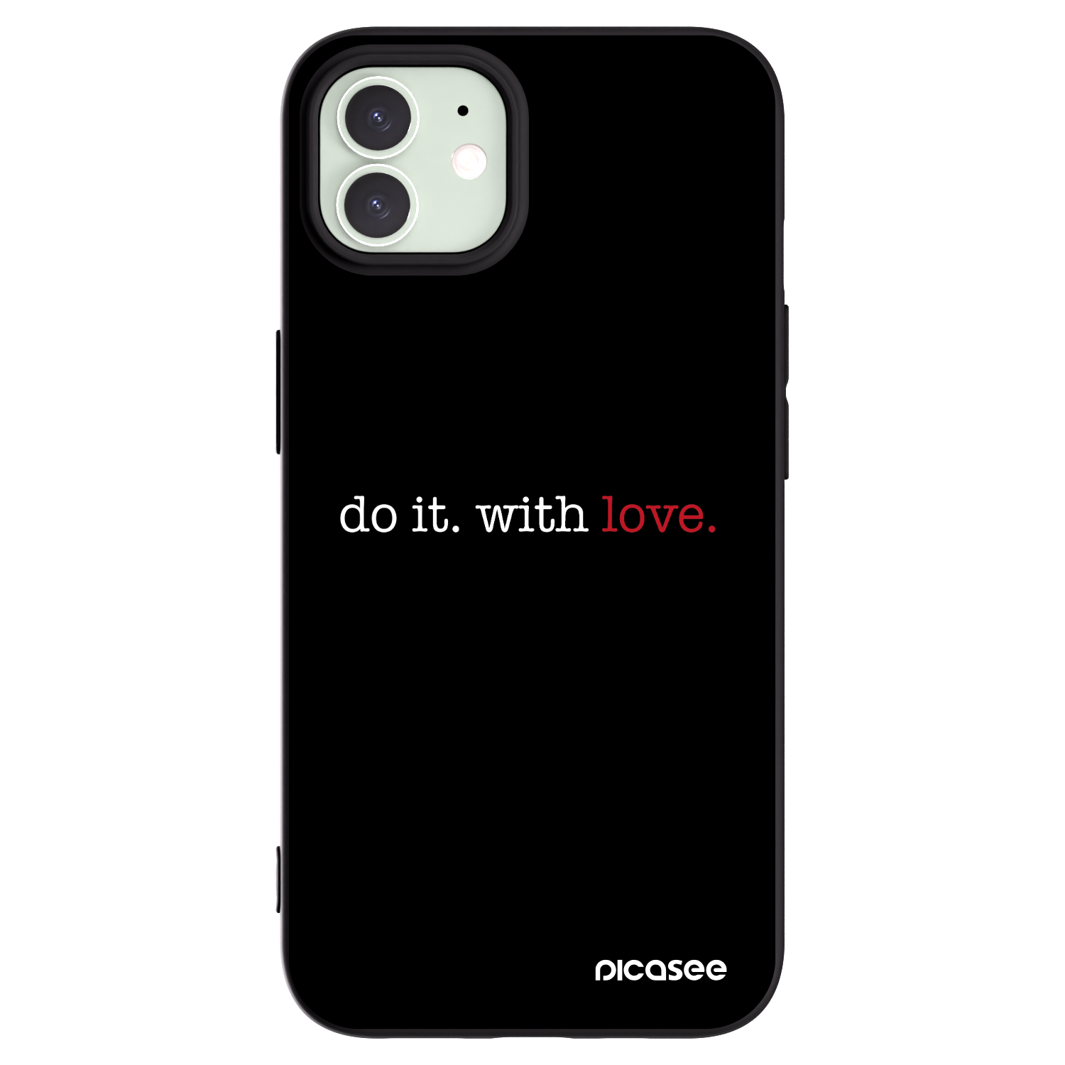 Picasee silikonowe czarne etui na Apple iPhone 12 - Do it. With love.