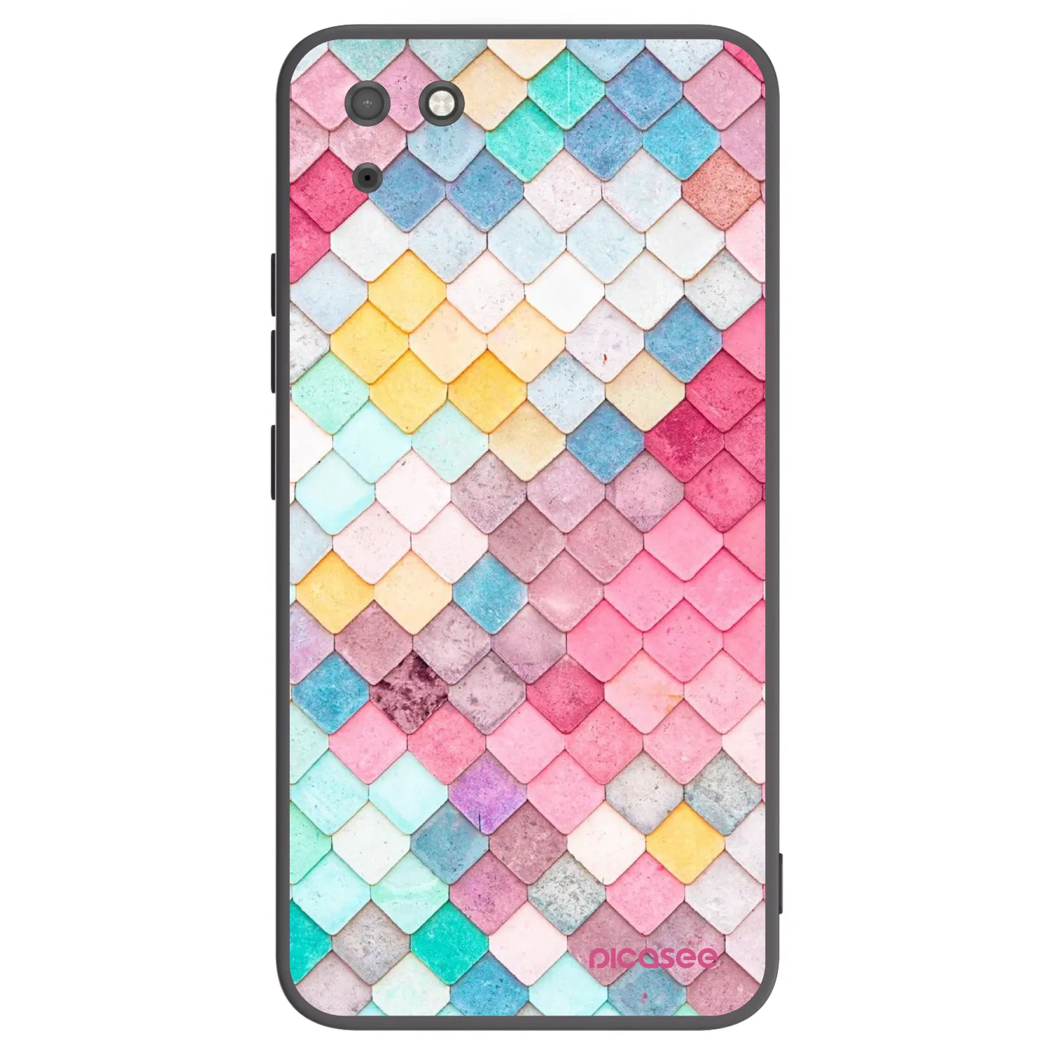 Picasee silikonowe czarne etui na Huawei Y5P - Colorful roof