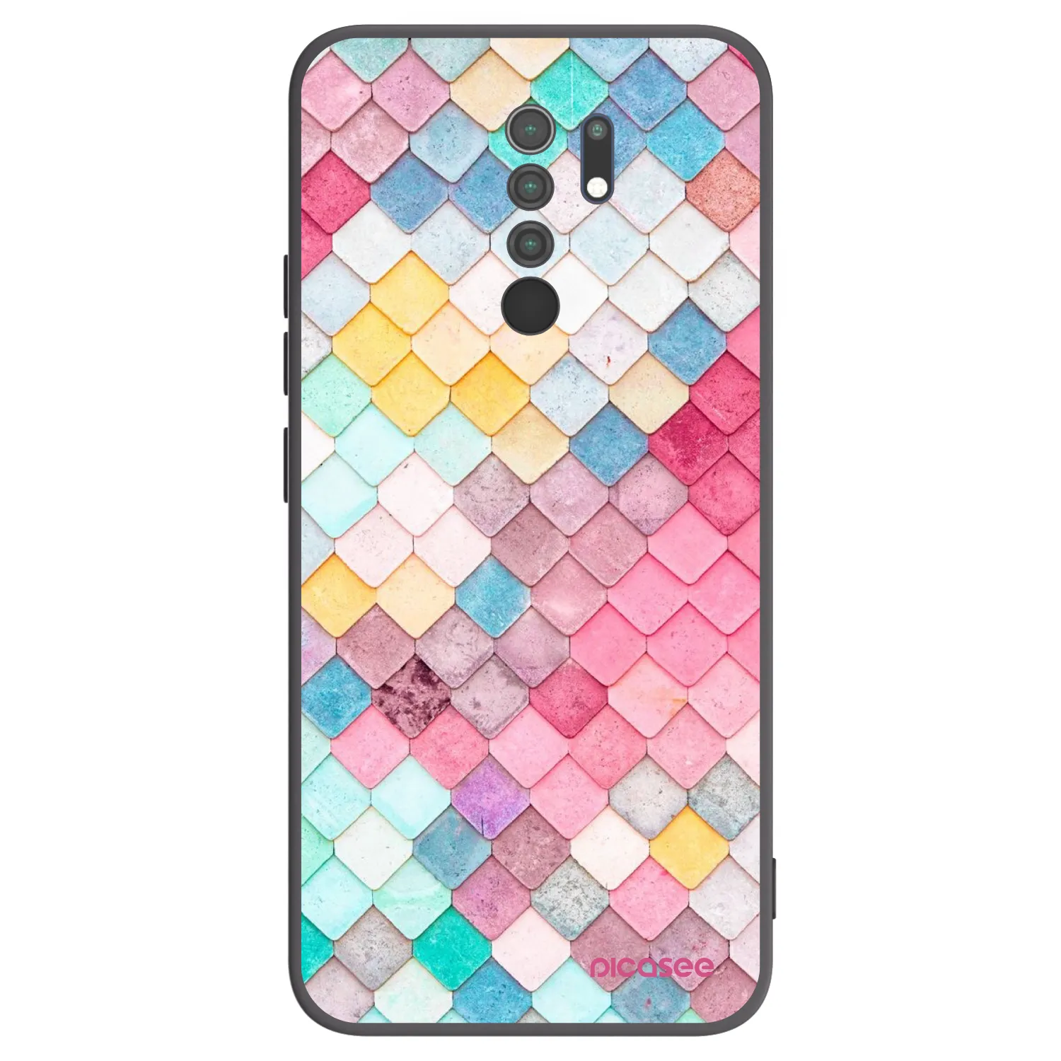Picasee silikonowe czarne etui na Xiaomi Redmi 9 - Colorful roof