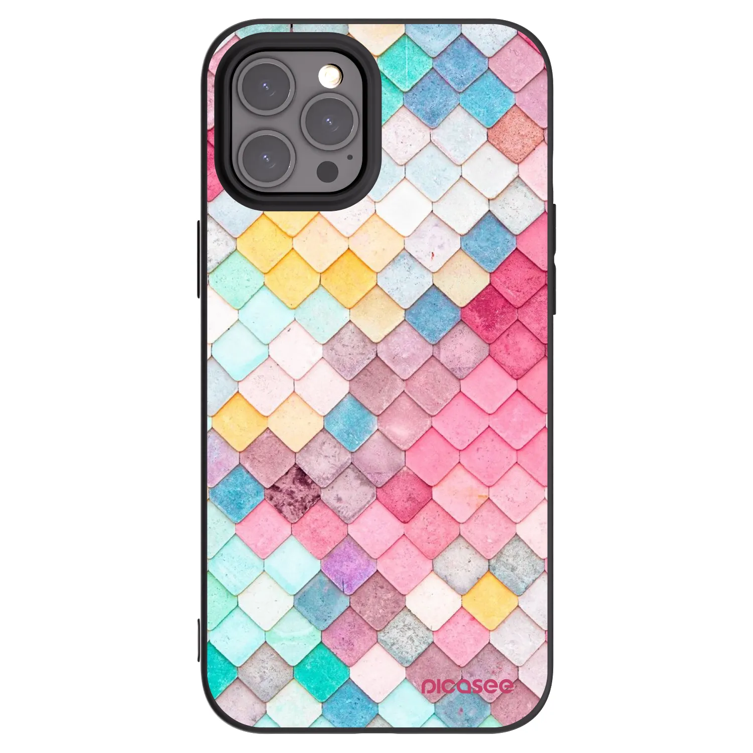 Picasee silikonowe czarne etui na Apple iPhone 12 Pro Max - Colorful roof