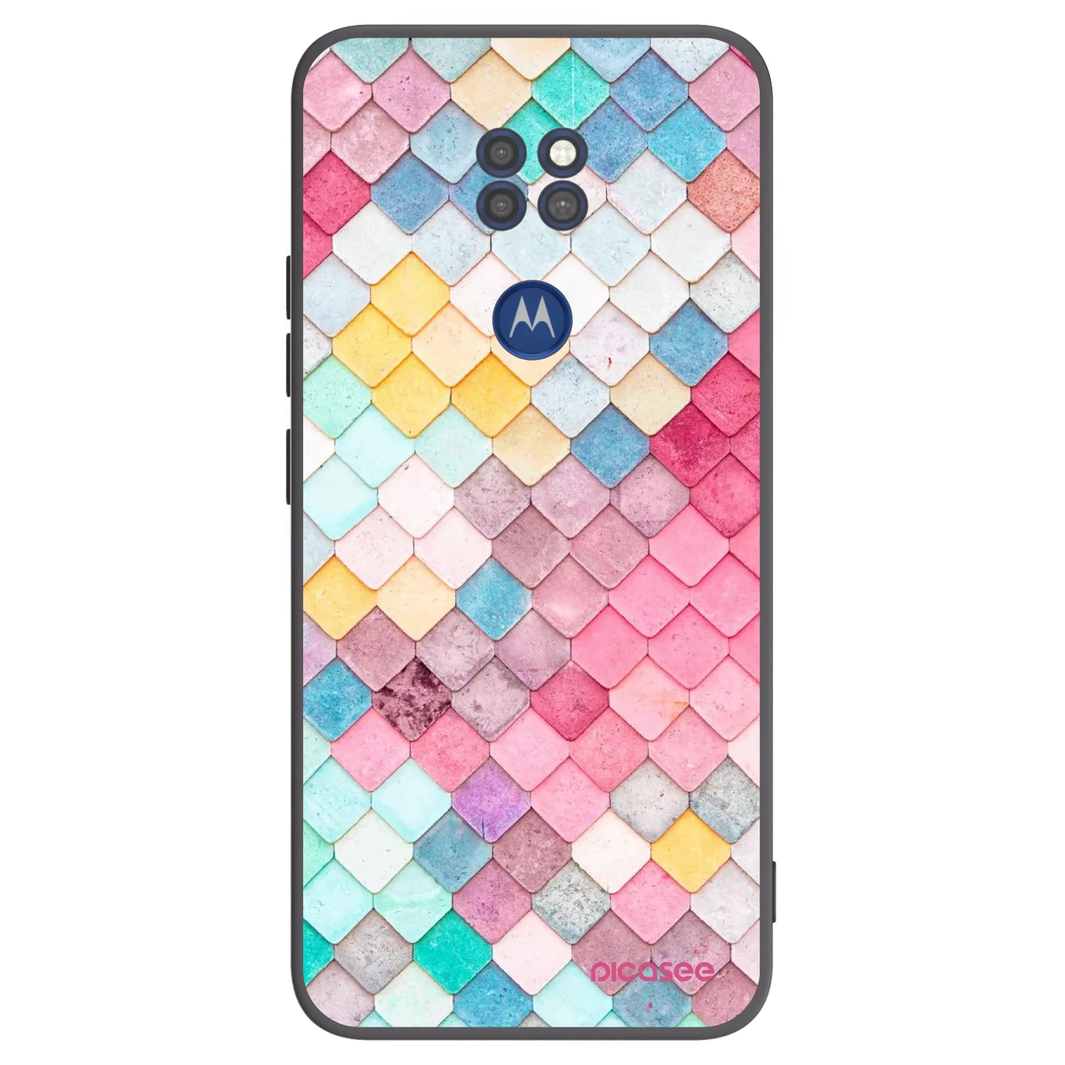 Picasee silikonowe czarne etui na Motorola Moto G9 Play - Colorful roof